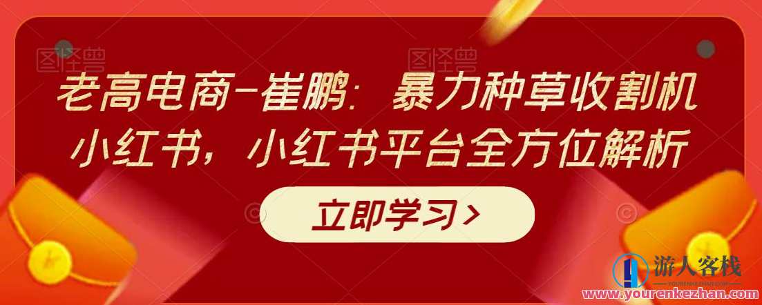 老高电商-崔鹏：暴力种草收割机小红书，小红书平台全方位解析网盘，暴力种草收割机小红书平台，网盘全攻略,课程,网盘,影视,电商,电子商务,第1张