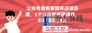 公众号涨粉变现实践项目课，5个公众号变现，涨粉23万百度搜索云盘分享，公众号涨粉变现实战秘籍，5个公众号运营案例助力23万涨粉