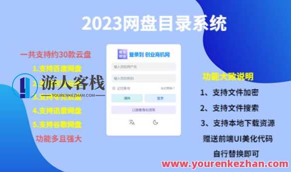 2023网盘目录运营系统软件，一键安装课堂教学，一共适用30款，智能网盘目录运营系统软件，一键安装教学，适配30款优化SEO,课程,学习,影视,管理,网盘,支持,第1张