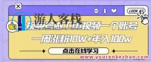 视频号做下雨视频一个账号涨粉10W+年入100w百度云盘分享，雨中成长，视频号粉丝翻倍，年入百万秘籍,课程,学习,影视,第1张