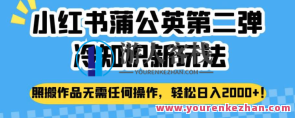 小红书蒲公英冷知识新玩法，照搬作品赚钱副业百度云盘分享，蒲公英冷知新玩法，百度云盘分享新姿势