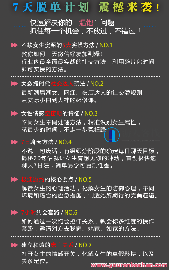 七分学堂冰度老师《一周脱单计划》爱情训练营，恋爱秘籍七日脱单速成攻略