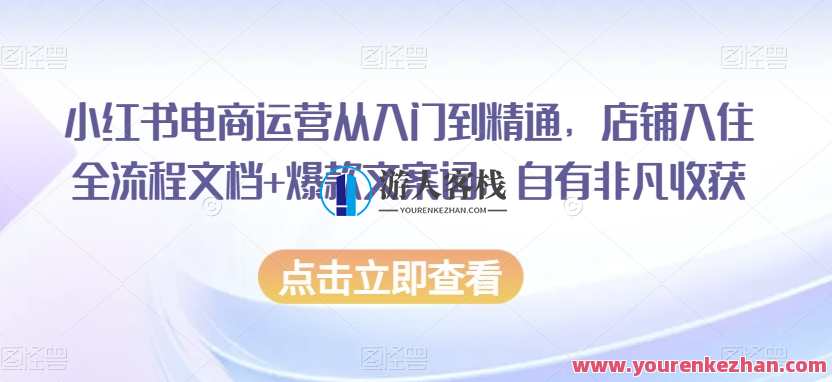 小红书电商运营从入门到精通，店铺入驻流程文档+爆款文案词，电商运营秘籍，店铺入驻全流程+爆款文案词速成