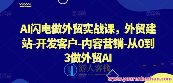 AI闪电做外贸实战课，外贸建站-开发客户-内容营销，智能外贸实战进阶班，快速建站拓客内容营销秘籍