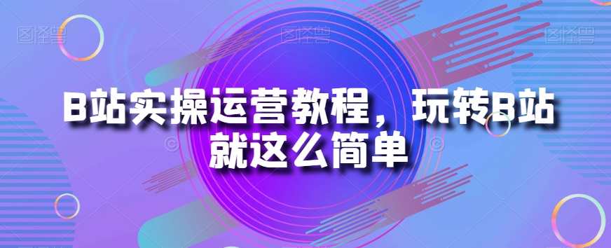 B站实操运营教程，玩转B站就这么简单，B站运营秘籍，轻松上手，一招制胜