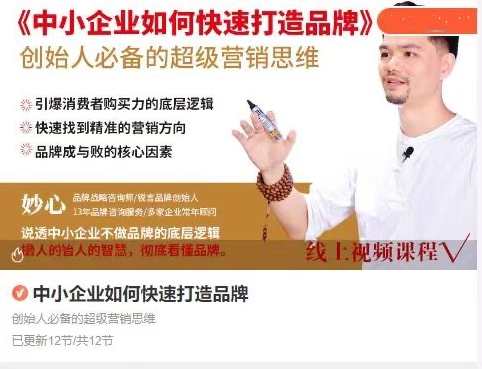 妙心－－中小企业如何快速打造品牌，创始人必备的超级营销思维，品牌塑造秘籍，妙心之道,课程,第1张