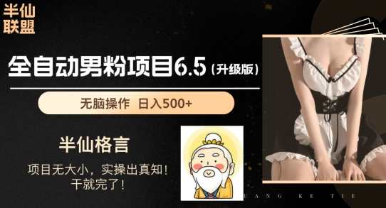 男粉项目6.5升级版，全自动男粉项目，日收入1K+男粉项目革新6.5版，全自动粉丝运营，日赚超1K,课程,学习,微信,视频制作,副业,收款,第1张
