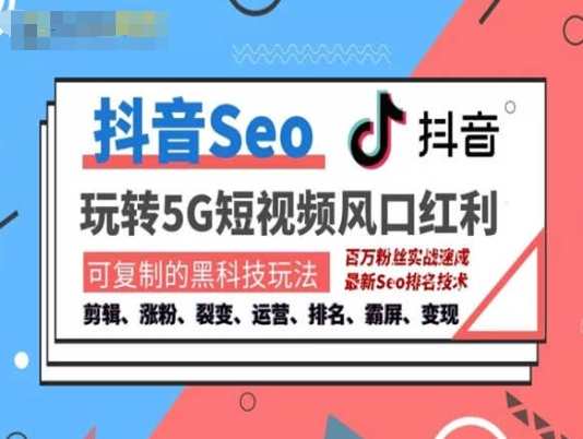 抖音SEO引流培训课程-抓住抖音风口，实现搜索排名，获取精准流量，快速成交变现，抖音SEO实战进阶班，掌握抖音趋势，提升搜索排名，获取精准流量，实现快速成交