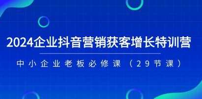 《企业抖音-营销获客增长特训营》中小企业老板必修课，抖音营销实战特训营，企业增长与获客之道