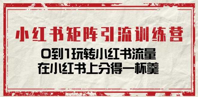 小红书矩阵引流训练营：0到1玩转小红书流量，在小红书上分得一杯羹，小红书流量秘笈训练营，矩阵引流术助你一飞冲天
