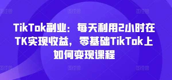 TikTok副业：每天利用2小时在TK实现收益，零基础TikTok上如何变现课程，TikTok兼职新途径，高效利用两小时TK，零基础变现课程轻松赚