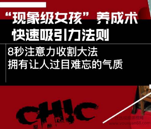 Chic原醉《现象级女孩养成术,快速吸引力法则》魅力绽放,现象级女孩养成术与快速吸引力法则,课程,微信,养成,第1张 Chic原醉《现象级女孩养成术,快速吸引力法则》魅力绽放,现象级女孩养成术与快速吸引力法则,课程,微信,养成,第1张
