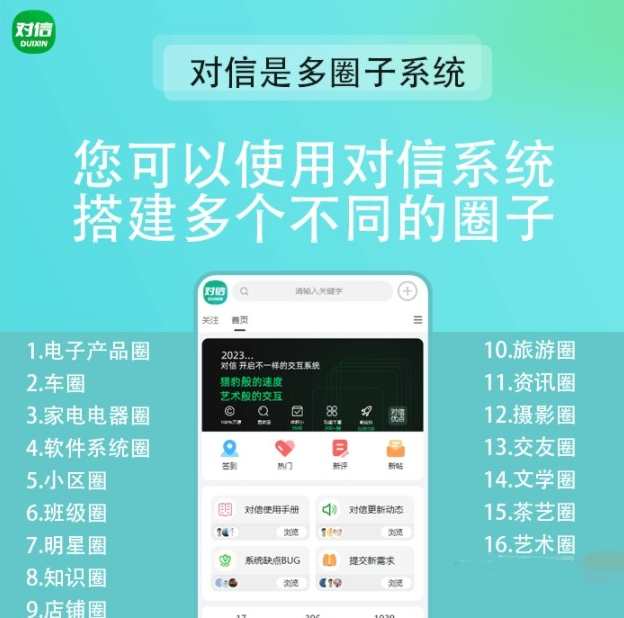 对信开源圈子建站系统 对信开源系统+后台+PC+H5 (多圈) 诚信系统，信开源系统多平台建设方案,管理,微信,支持,小程序,第3张