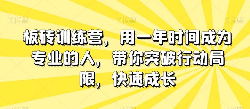 板砖训练营，用一年时间成为专业的人，带你突破行动局限，快速成长,课程,学习,专业,直播,理解,第1张