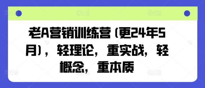 老A营销训练营(更24年9月)，轻理论，重实战，轻概念，重本质