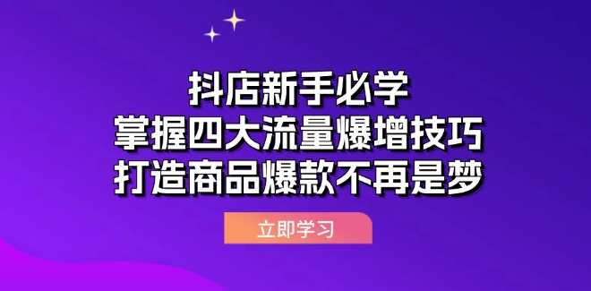 抖店运营课抖店新手必学：掌握四大流量爆增技巧，打造商品爆款不再是梦,课程,直播,团队,电商,电子商务,适应,第1张