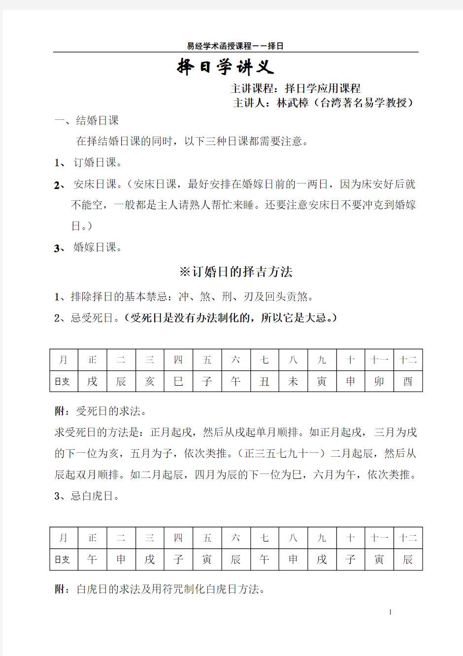 林武樟 大汉易经学院-择日学应用课程林武樟-大汉易经学院：择日学应用课程