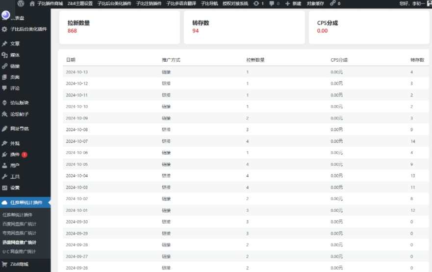 WordPress任推帮 网盘拉新数据统计插件 推广项目分发和流量变现平台,网盘,第3张