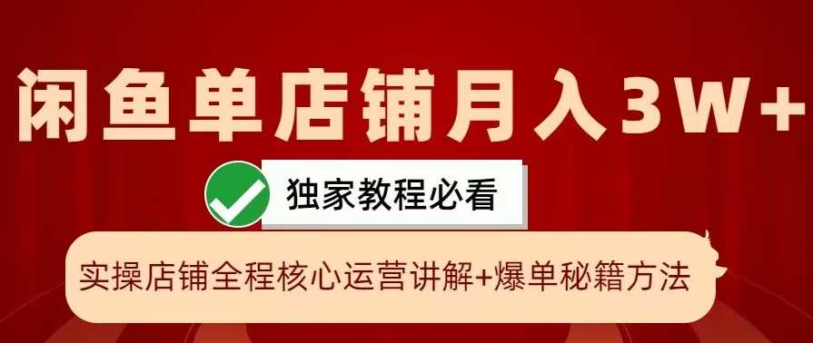 闲鱼单店铺月入3W+实操展示,爆单核心秘籍,一学就会【揭秘】,课程,第1张 闲鱼单店铺月入3W+实操展示,爆单核心秘籍,一学就会【揭秘】,课程,第1张