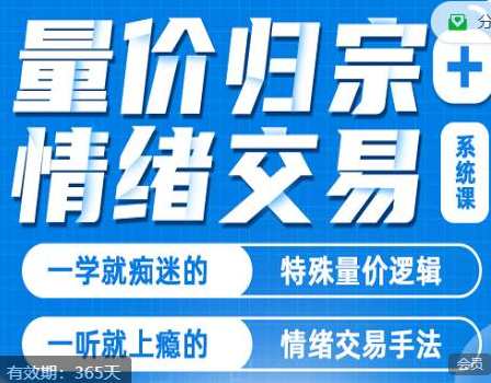 《量价归宗+情绪交易》系统课,课程,直播,第1张