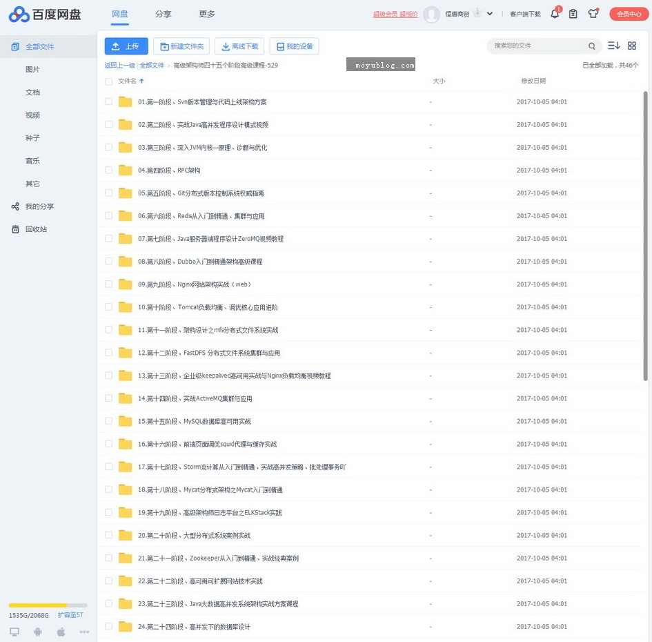 高级架构师四十五个阶段高端课系列视频教程