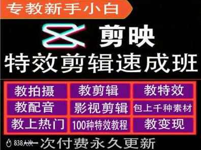 剪映特效教程和运营变现教程，特效剪辑速成班，专教新手小白