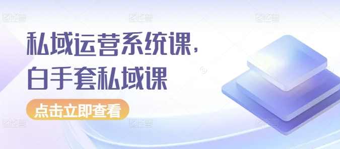 私域运营系统课，白手套私域课