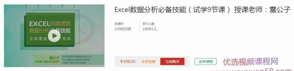 雷公子Excel数据分析必备技能