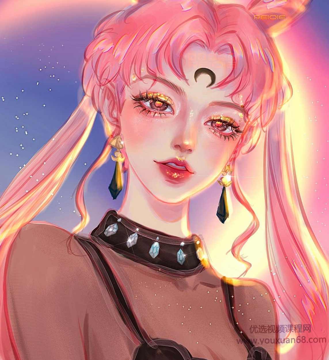 霓虹慕斯ipad头像插画课已完结【画质高清有笔刷】