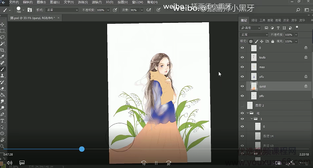 小黑牙ps唯美少女插画【老课画质高清有笔刷】,第3张