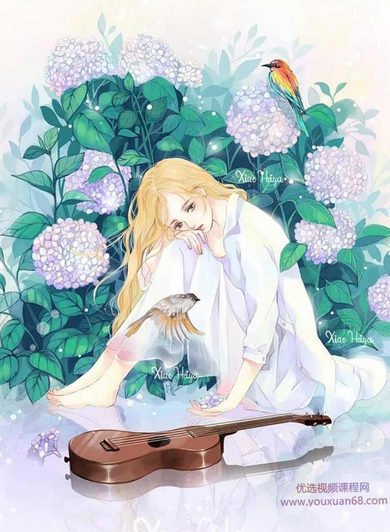 小黑牙ps唯美少女插画【老课画质高清有笔刷】,第1张