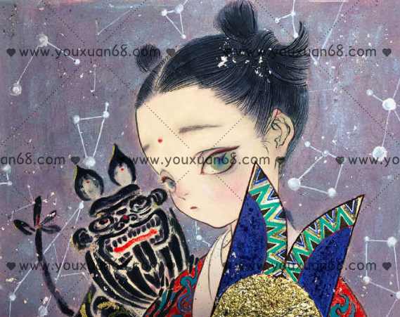 猫君大白2019岩彩手绘技法古风人物绘制,第1张