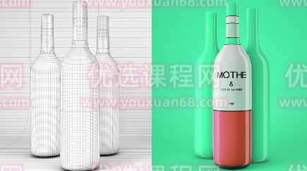 C4D广告级酒瓶产品效果图案例教程,课程,学习,摄影,第1张