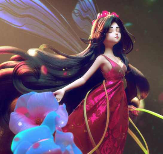 小花仙子风格化三维静帧全流程案例教学zbrush课程【画质高清有素材】