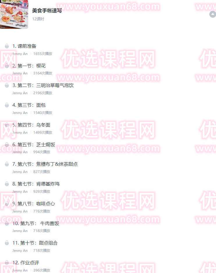 JennyAn2022水彩美食手帐速写【画质高清只有视频】,课程,第2张 JennyAn2022水彩美食手帐速写【画质高清只有视频】,课程,第2张