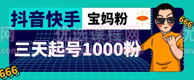 抖音快手三天起号涨粉1000宝妈粉丝的核心方法【详细玩法教程】