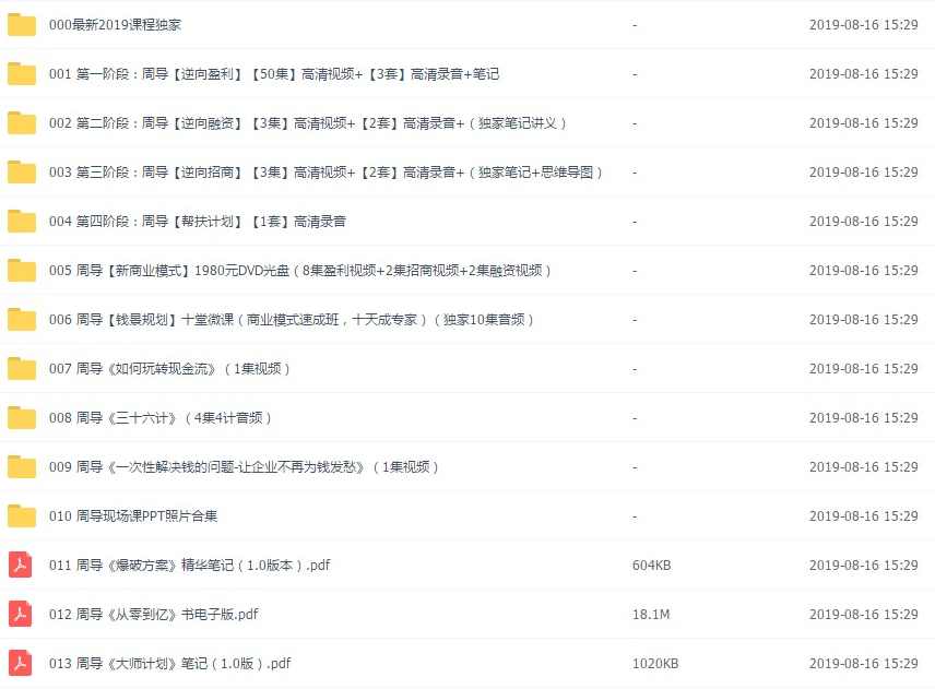 逆向思维视频课程 周导全集逆向盈利3.0锦囊妙计帮扶计划资本构架