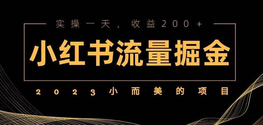 2023小而美的项目，小红书流量掘金，实操一天，收益200+【揭秘】,课程,微信,第1张