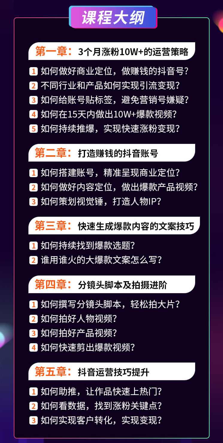 抖音实操21天训练营-从零玩转抖音涨粉秘诀,课程,第1张