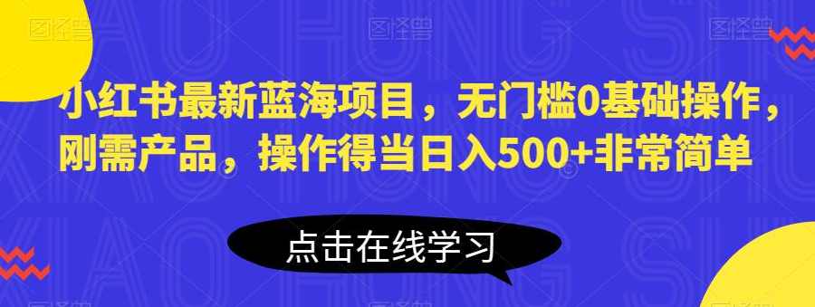 小红书最新蓝海项目，无门槛0基础操作，刚需产品，操作得当日入500+非常简单【揭秘】,课程,第1张