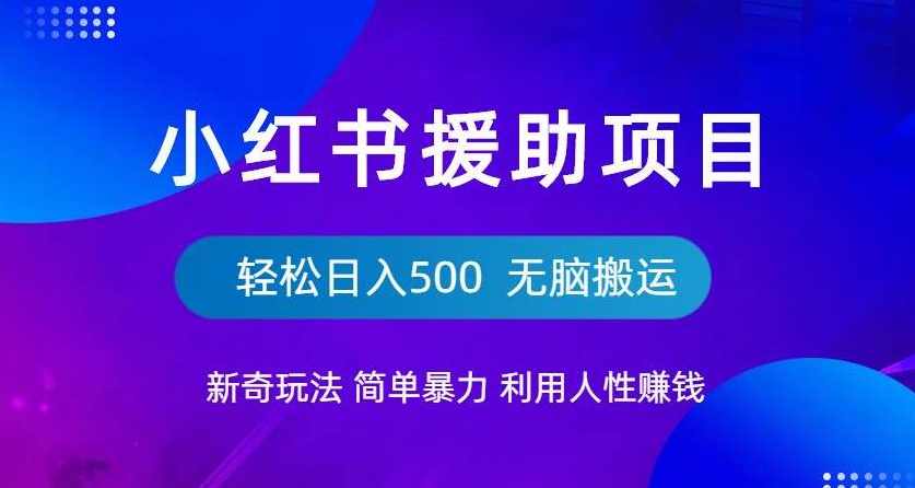 小红书援助项目新奇玩法，简单暴力，无脑搬运轻松日入500【揭秘】