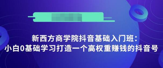 新西方商学院抖音基础入门班：小白0基础学习打造一个高权重赚钱的抖音号,课程,学习,直播,办公,第1张
