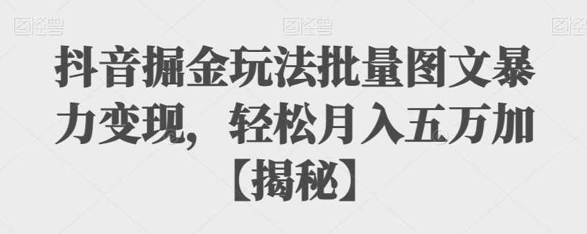 抖音掘金玩法批量图文暴力变现，轻松月入五万加【揭秘】,学习,理解,第1张