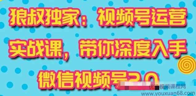 狼叔视频号运营实战课2.0，目前市面上最新最全玩法，快速吸粉吸金（10节视频）
