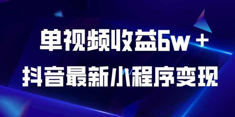 抖音最新小程序变现项目，单视频收益6w＋，小白可做【揭秘】