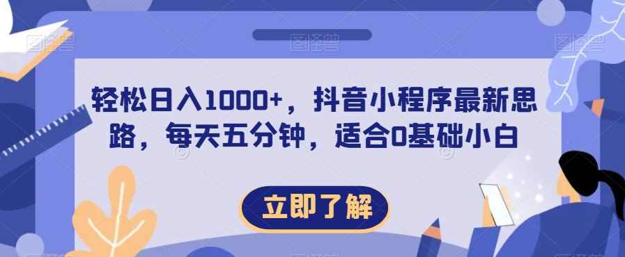 轻松日入1000+，抖音小程序最新思路，每天五分钟，适合0基础小白【揭秘】,课程,模板,支付,小程序,第1张