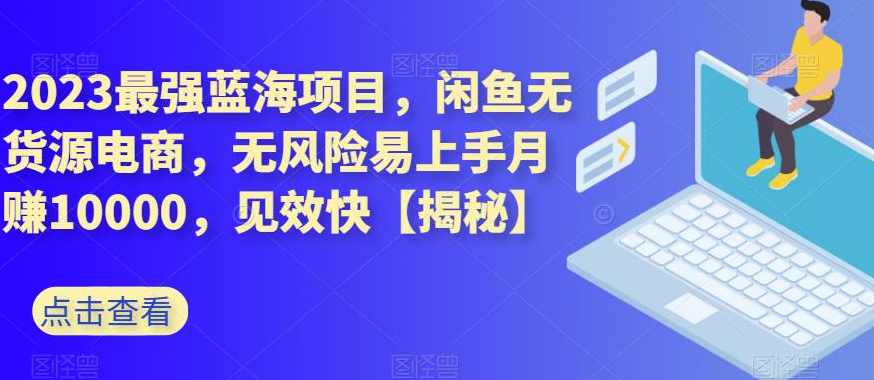 2023最强蓝海项目，闲鱼无货源电商，无风险易上手月赚10000，见效快【揭秘】,课程,学习,沟通,电商,电子商务,第1张