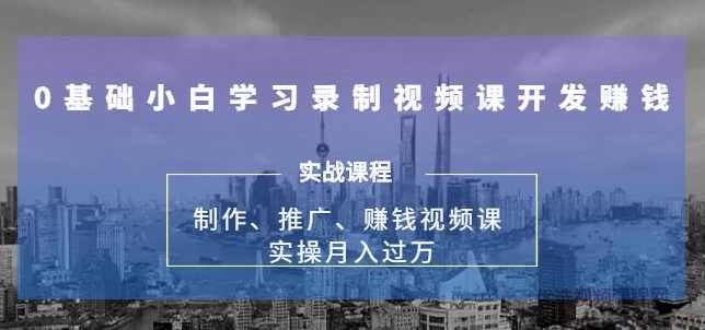 实操月入过万的网课制作、推广、赚钱，0基础学习录制视频课赚钱