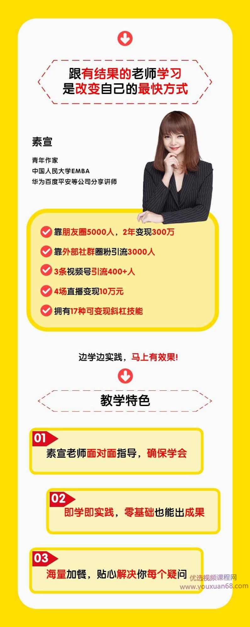 素宣成长学院低成本获客变现营，如何低成本获取线上流量价值2699元,课程,目标,定位,沟通,模板,第2张