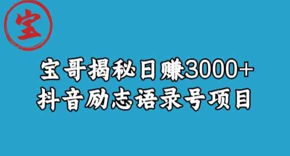宝哥揭秘日赚3000+抖音励志语录号短视频变现项目,直播,第1张